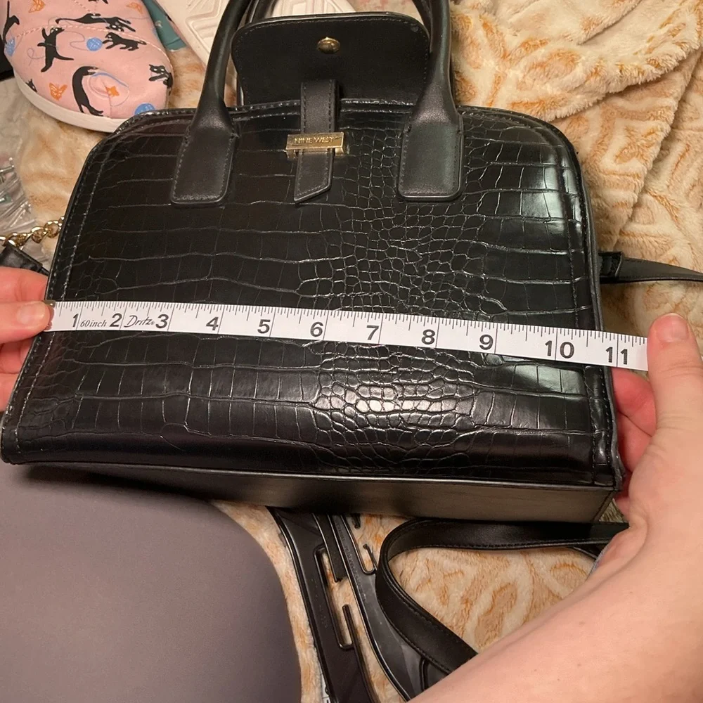 Nine West Black Croc-Embossed Satchel 🖤